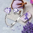 thumbnail image 3 of Juwaliy June Birthstone Ring Alexandrite 925 Sterling Silver Double Hearts Rings Bezel Purple CZ Women Jewelry Birthday Mother's Day Gifts, 3 of 11