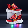 thumbnail image 2 of Toddler Boys Dinosaur Light Up Walking Shoes Fashion LED Flashing Breathable Platform Non Slip Tennis Shoes Red, 2 of 6