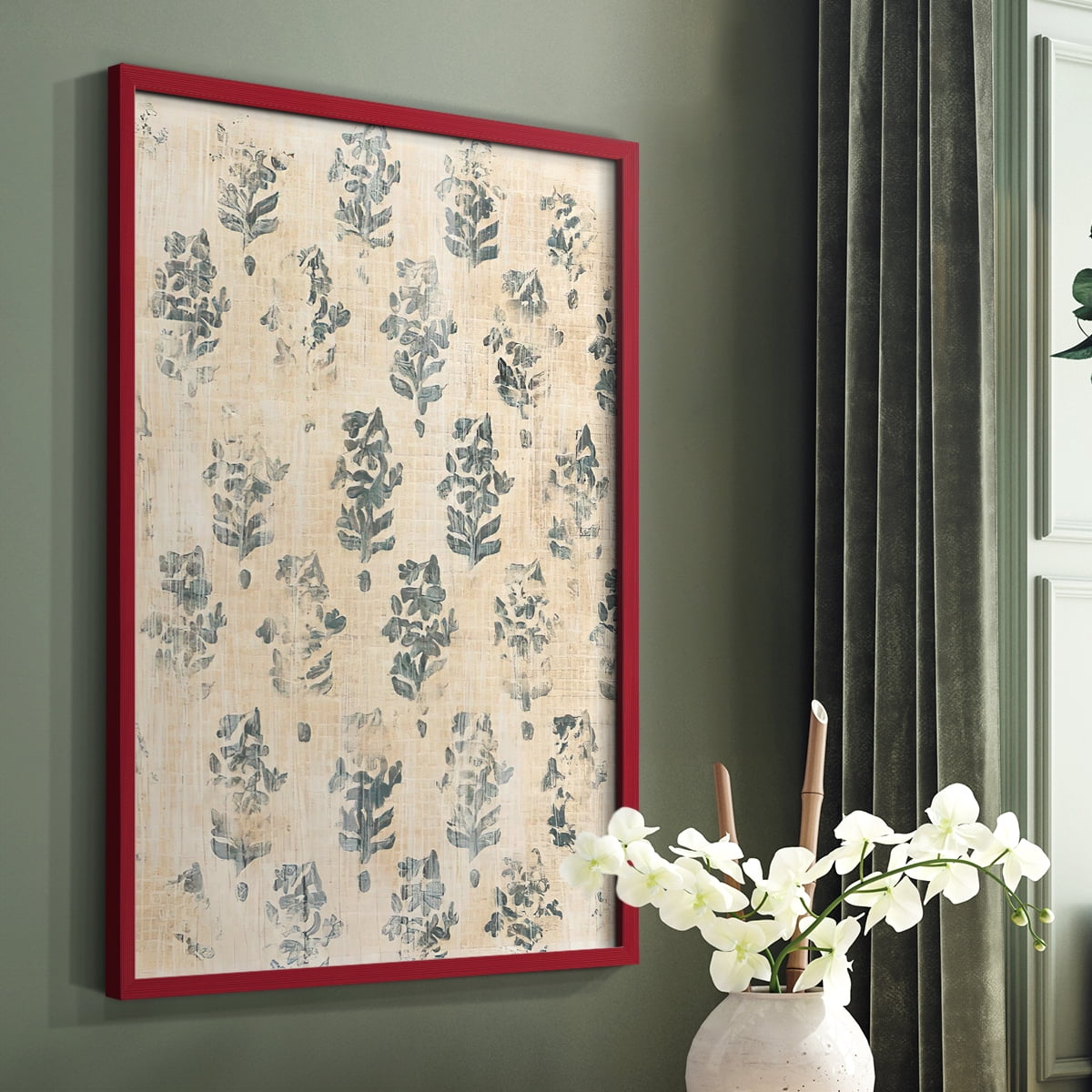 Vintage Blockprint I in Paper Solid Wood 8 x 10 Framed Print
