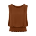 thumbnail image 7 of Women's Casual Pleated Sleeveless Top | Round Neck Elastic Hem Summer Blouse, 7 of 7