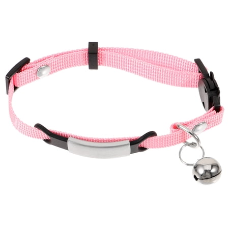 Amosfun Pink Kitten Collar Adjustable with Name Tag and Bell for Comfortable Pet Safety