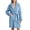 Blue, variant on Bathrobe for Women Fall Winter Solid Color Coral Fleece Hooded Long Sleeve Shawl Collar Wrap Warm Cozy Robe with Belt & Pockets,S
