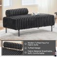 thumbnail image 3 of 49.6" Wide Upholstered Mini Loveseat with Metal Legs, 2-Seater Small Sofa End of Bed Bench Window Ottoman Footrest with Adjustable Back for Living Room Bedroom Entryway Hallway Small Space, Charcoal, 3 of 7