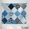 thumbnail image 1 of Blue Tapestry, Geometrical Diamond Shaped Lines with Various Nostalgic Fashioned Old Pattern, Fabric Wall Hanging Decor for Bedroom Living Room Dorm, 5 Sizes, Blue Black, by Ambesonne, 1 of 1