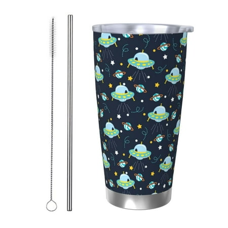 

Ocsxa Galaxy With Ufo Pattern 20oz Travel Coffee Mug with Flip Lid Stainless Steel Insulated Insulated Coffee Mug Thermal Cup with Splash Proof Sliding Lid-Straw Two-piece Set