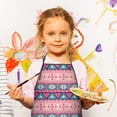 thumbnail image 2 of Pink and Teal Geometric Boho Pattern Kids Aprons for Girls and Boys,Adjustable Neck Strap Toddler Aprons for Kids Cooking Baking, 2 of 6