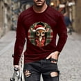 thumbnail image 1 of Blusas y camisas de manga larga y cuello redondo para hombre, informales, con estampado navideño, deportivas, de poliéster., 1 of 5