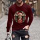 thumbnail image 1 of Blusas y camisas de manga larga y cuello redondo para hombre, informales, con estampado navideño, deportivas, de poliéster., 1 of 5