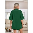 thumbnail image 5 of Women 2 Piece Outfit Summer Short Sleeve Top and Shorts Sweatsuit Set Green XL, 5 of 7