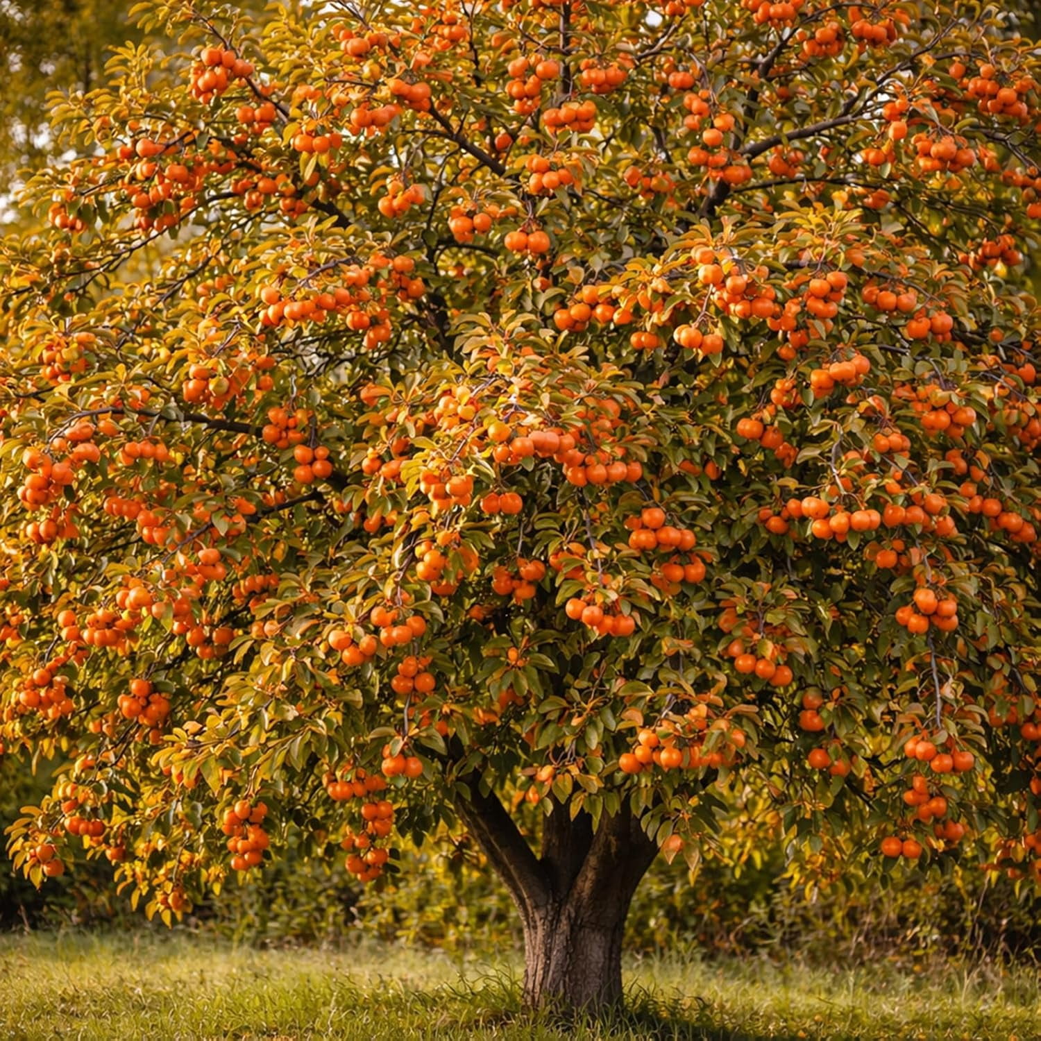 American Persimmon Tree Live Plants (3 Pack) – Sweet Orange Fruit Tree for Home Garden – Cold Hardy, Easy to Grow, High-Yield Persimmon Variety