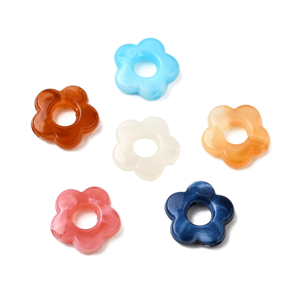 Transparent Acrylic Beads Flower Two Tone Mixed color 14x14.5x4mm Hole: 1.6mm about 1000pcs/500g
