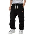 thumbnail image 2 of Tdoqot Boys Sweatpants with Pockets- Casual Drawstring Baggy Elastic Waist Jogger Pants Black Size 4, 2 of 6