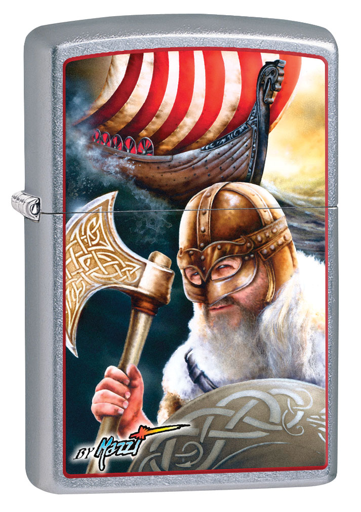 Zippo Lighter Viking and Ship by Mazzi Street Chrome 80358