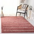 thumbnail image 3 of SAFAVIEH Venus Anuki Striped Shag Area Rug, Pink/Ivory, 5'3" x 7'6", 3 of 9