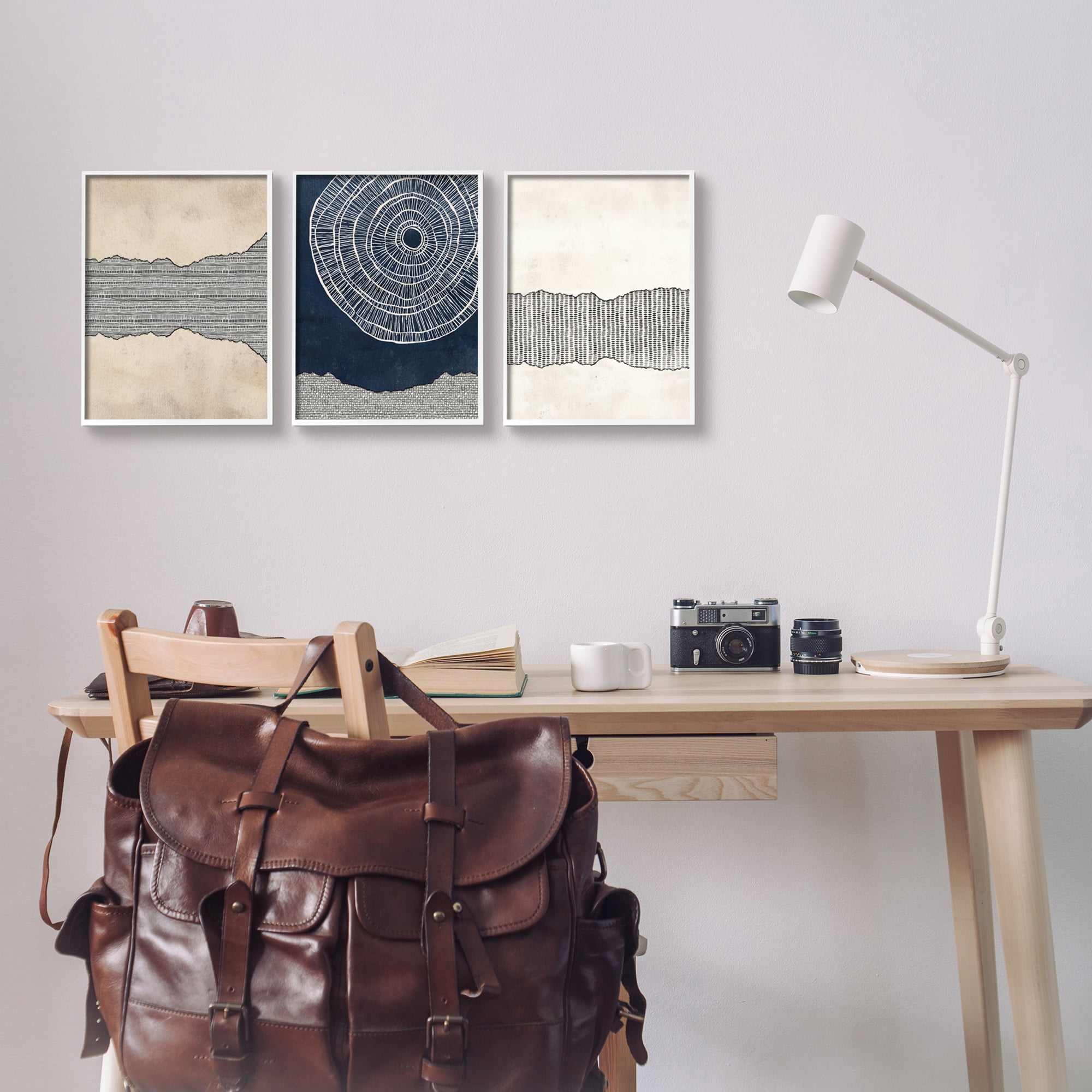 Stupell Industries Boho Muted Fractals Abstract Painting White Framed Art Print Wall Art, 11 x 14, Set of 3