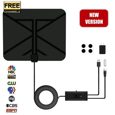 [2019 Latest]TV Antenna, HDTV Indoor Digital Amplified Antenna 60 Miles Range with Switch Amplifier Signal Booster for Free Local Channels 4K HD 1080P VHF UHF All TV's - 16.5ft Coaxial (Best Theater Receiver 2019)