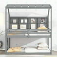 thumbnail image 2 of Twin House Loft Bed With Guardrails, Semi-Enclosed Roof, Bedside Shelves And Ladder, Grey, 2 of 9