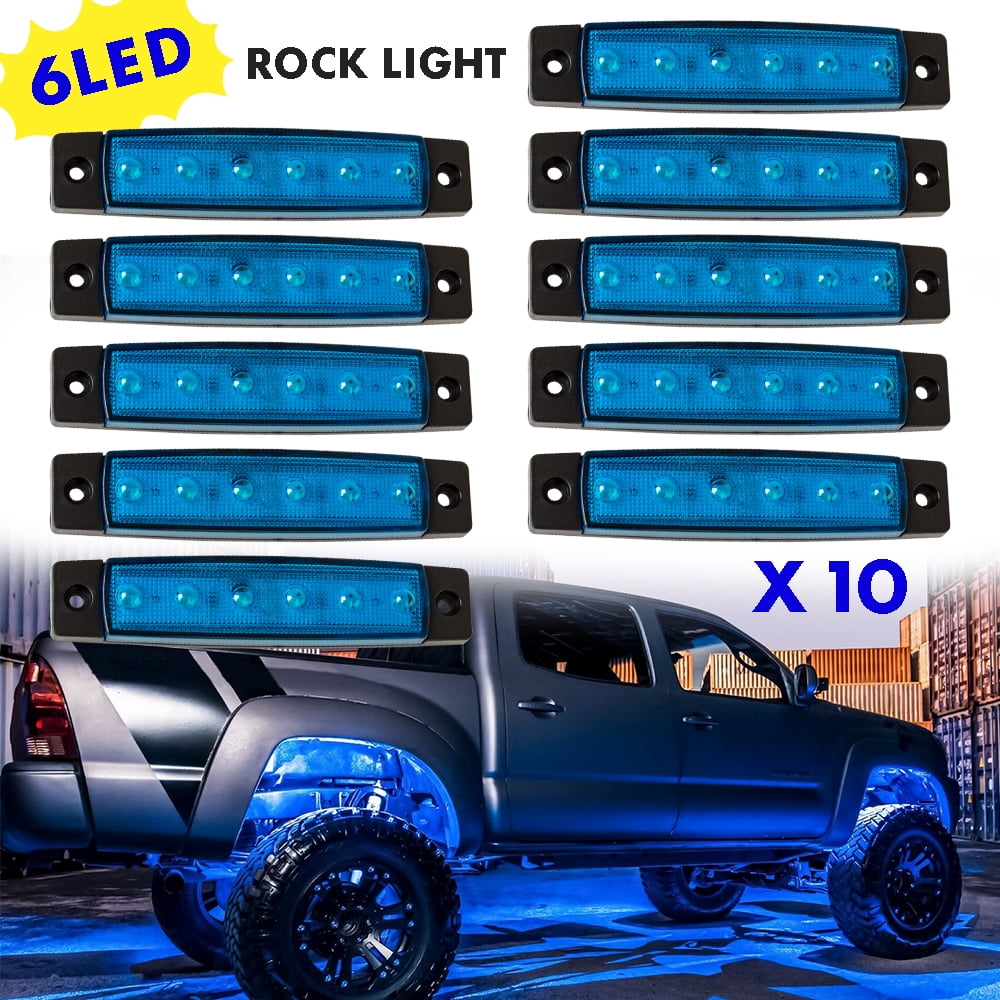 GTP Universal 10 Pods Blue LED Under Glow Body Rock Lights Truck Pickup