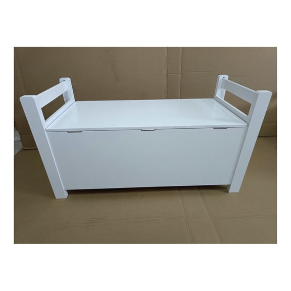 Kids Toy Box Chest, White Rubber Wood Toy Box for Boys Girls, Large Storage Cabinet with -Top Lid/Safety Hinge, Toy Storage Organizer Trunk for Nursery, Playroom