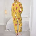 thumbnail image 3 of Pajama Sets for Women 2 Pcs, Cute Dog Ice Cream Button Down Long Sleeve Sleepwear Lounge PJ Sets, 3 of 6