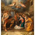 thumbnail image 2 of Pieter van Lint 12x13 Gold Ornate Wood Frame and Double Matted Museum Art Print Titled - The Adoration of the Shepherds, 2 of 4