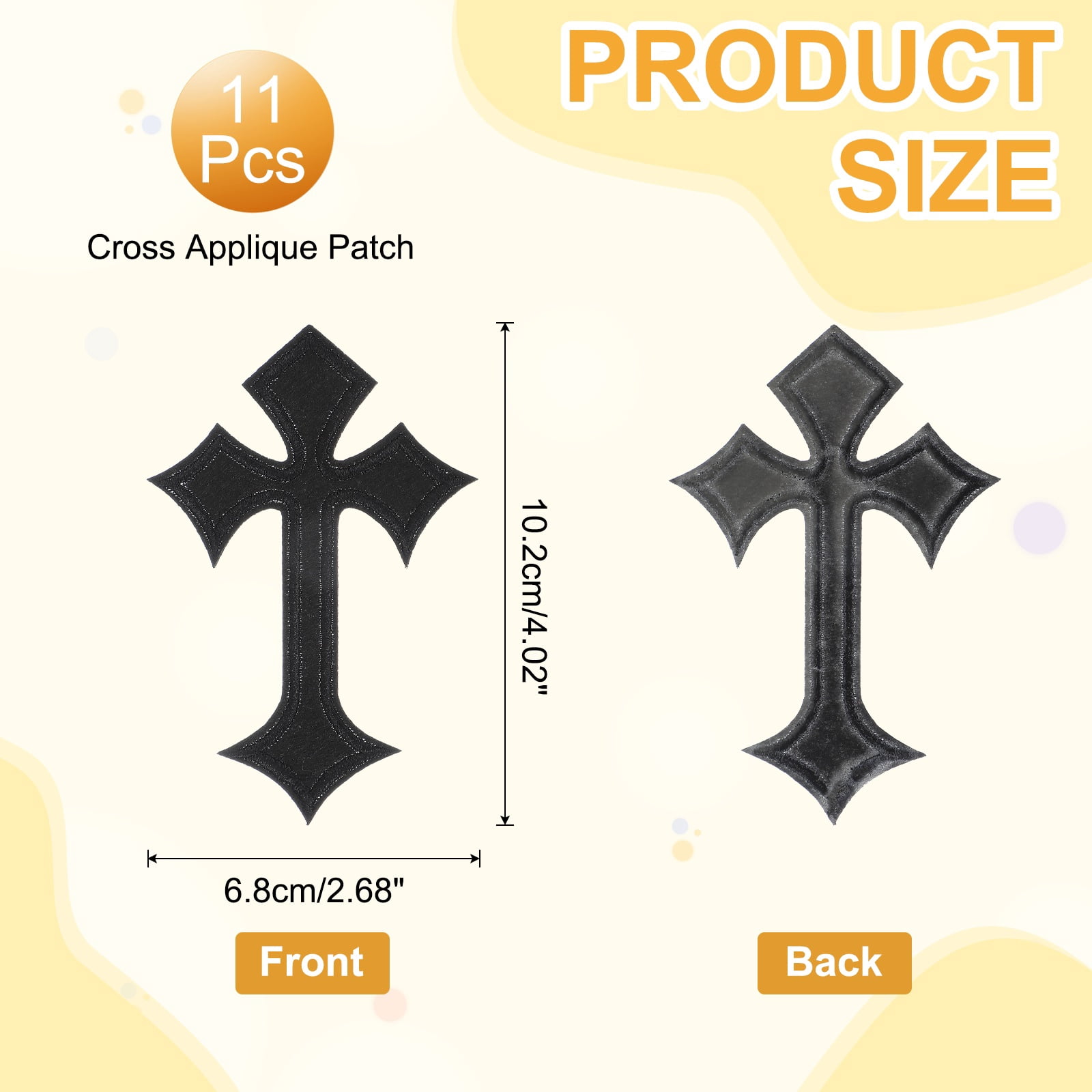 Uxcell Cross Iron on Patches, Embroidered Sew on Applique Repair Patch for Backpacks Clothing Shoes Hats DIY Black