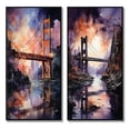 thumbnail image 2 of Designart "Luminous Crossing Coral Bridge III" Bridges Framed Wall Art Set Of 2 - Coral Architecture Frame Gallery Set For Office Decor, 2 of 7