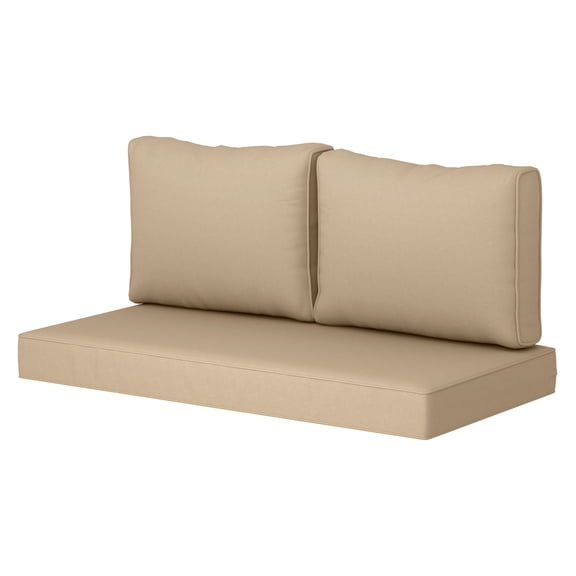 2 Seat Patio Cushions 46x26x5, Outdoor Loveseat Cushion Set, Beige Replacement Cushions for Furniture, Couch, Bench, Fade Resistant, Thick, Removable Cover