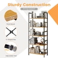 thumbnail image 3 of CONCETTA Bookshelf, 5-Tier Small Industrial Storage Shelf & Shelves, Metal Bookcase for Home Office, Living Room, Wood, 3 of 8