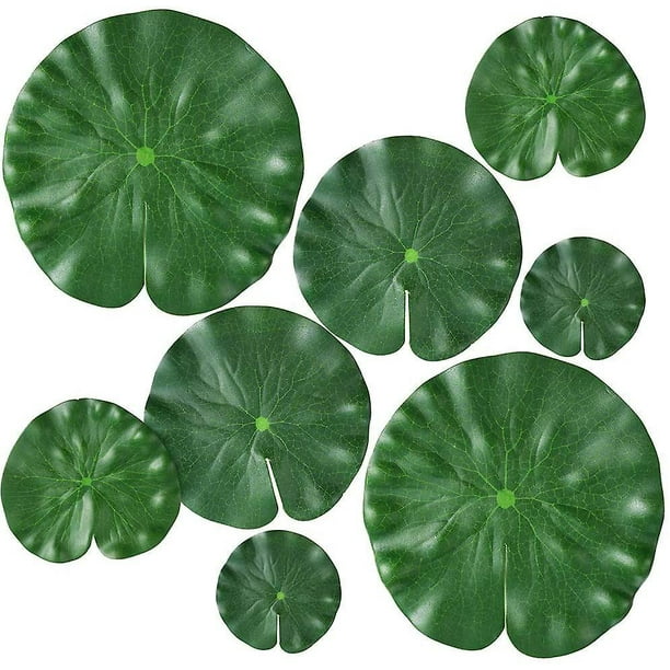 8pcs Artificial Water Lilies Pads 4 Sizes Floating Plants And Realistic