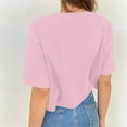 thumbnail image 4 of T Shirts for Women Crop Short Sleeve Printed Casual Summer Loose Womens Summer Tops Pink M, 4 of 5