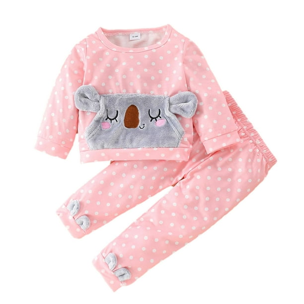 Ropa Para Niñas Pequeñas, Traje De Otoño Invierno Para Niños, Tops De Animales De Manga Larga, Pantalones De Lunares Odeerbi LM103-165