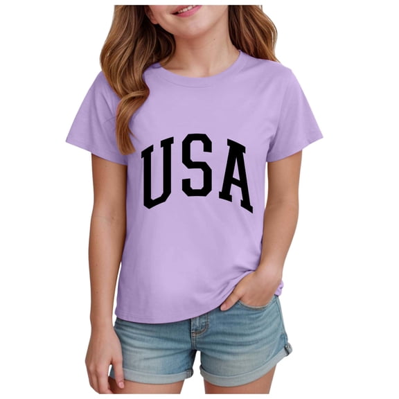 Zshosam Baby Tees Baby & Toddler Girl Tees Short Sleeve Tees Kids Casual Crew Neck Size 5T 6T,(Purple 5-6 Years)