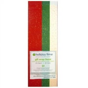 Holiday Time Gift Wrap Glitter Tissue Paper, 50-Pack