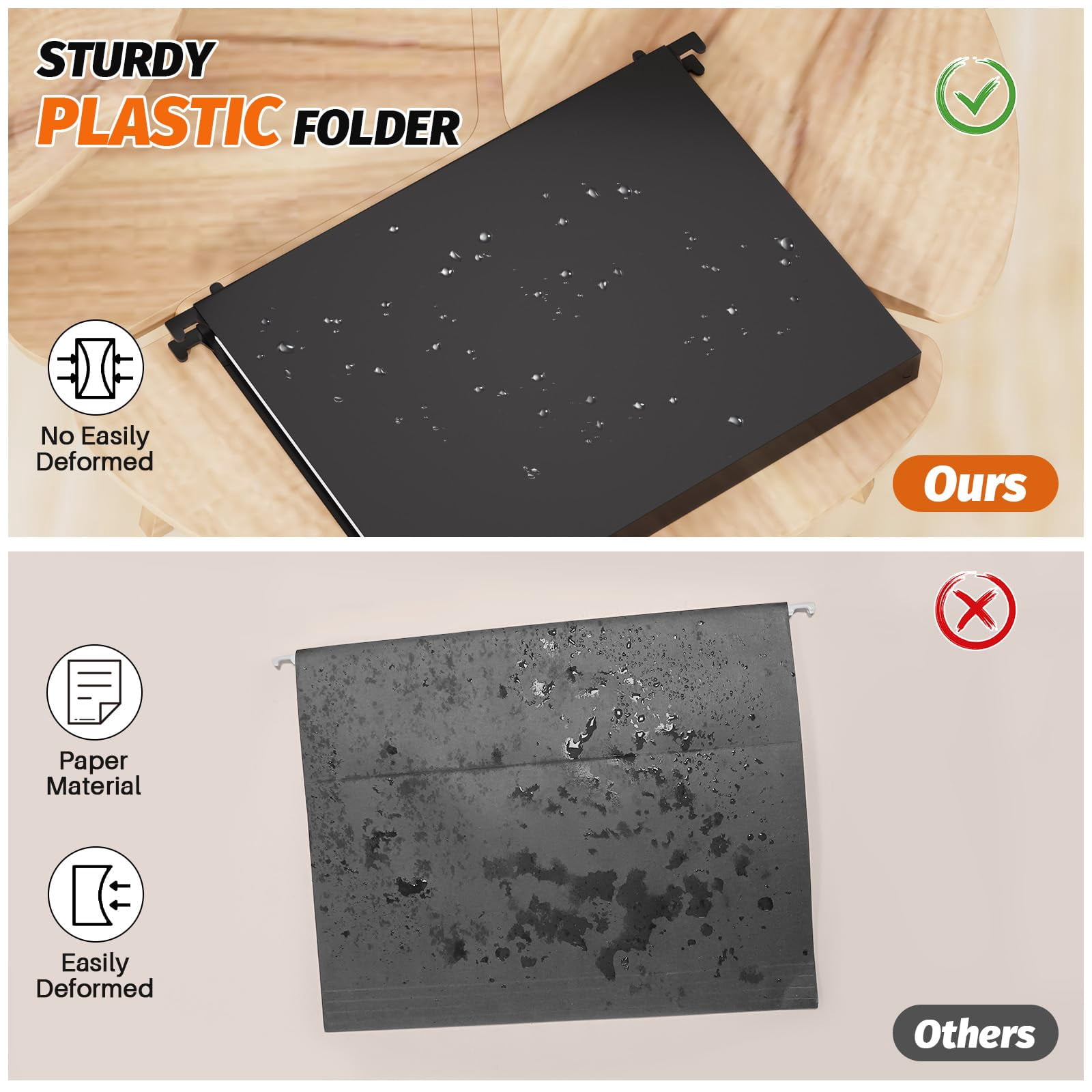Extra Capacity Plastic Hanging File Folders 12 Pack Reinforced Hang Folder Heavy Duty 1 Inch Expansion Filing Cabinet Letter Size For Bulk Files/medical Charts (no Sealed  Assorted Colors)