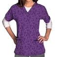 thumbnail image 1 of EGNMCR Hauts de Sarrau d'Infirmière pour Femmes, Imprimé d'Halloween, Uniforme de Travail à Manches Courtes, Col en V, Blouse T-shirt de Tenue de Travail avec Poches, Costumes d'Halloween, 1 of 5