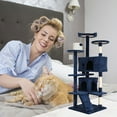 thumbnail image 2 of CL.HPAHKL 54In Cat Tree Tower for Large Cats, Cat Climbing Tower Cat Scratching Tree with Cat Scratching Stand, Big Cat Tree House Funny Toys for Kittens Pet(Navy Blue), 2 of 8
