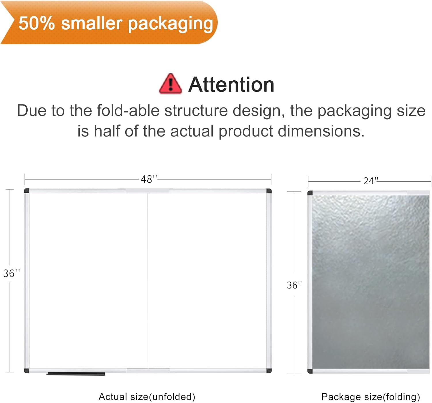 Magnetic Foldable Whiteboard, 48 x 36 Inches, Dry Erase Wall Mounted Board for School Office and Home