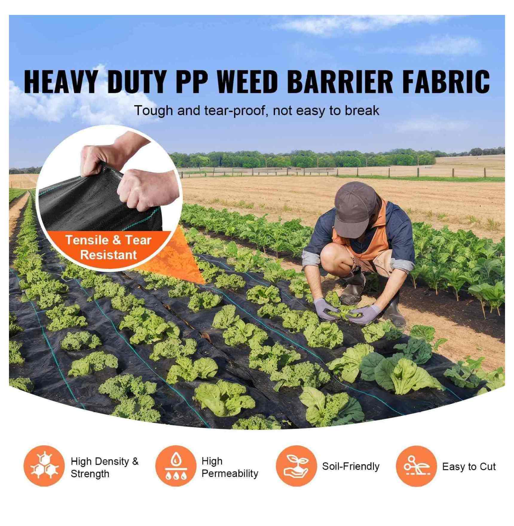 Weed Barrier Fabric 3x300ft Heavy Duty Landscape Fabric, Garden Weed Control Fabric for Landscaping, Driveway, Ground Cover, Weed Mat