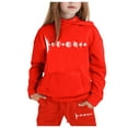 thumbnail image 2 of Zylarhe Girls Boys Sweatshirt Girls Outfits&Set Reindeer Girls' Hoodie Set Two Piece Set Solid Color Long Sleeved Hoodie and Sweatpants for Medium and Small Children Red 8-9 Years, 2 of 5