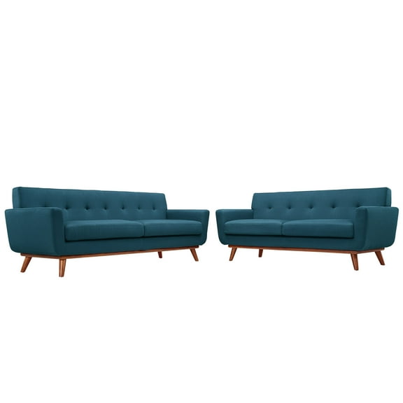 Modern Contemporary Living Room Loveseat and Sofa Set of Two Navy