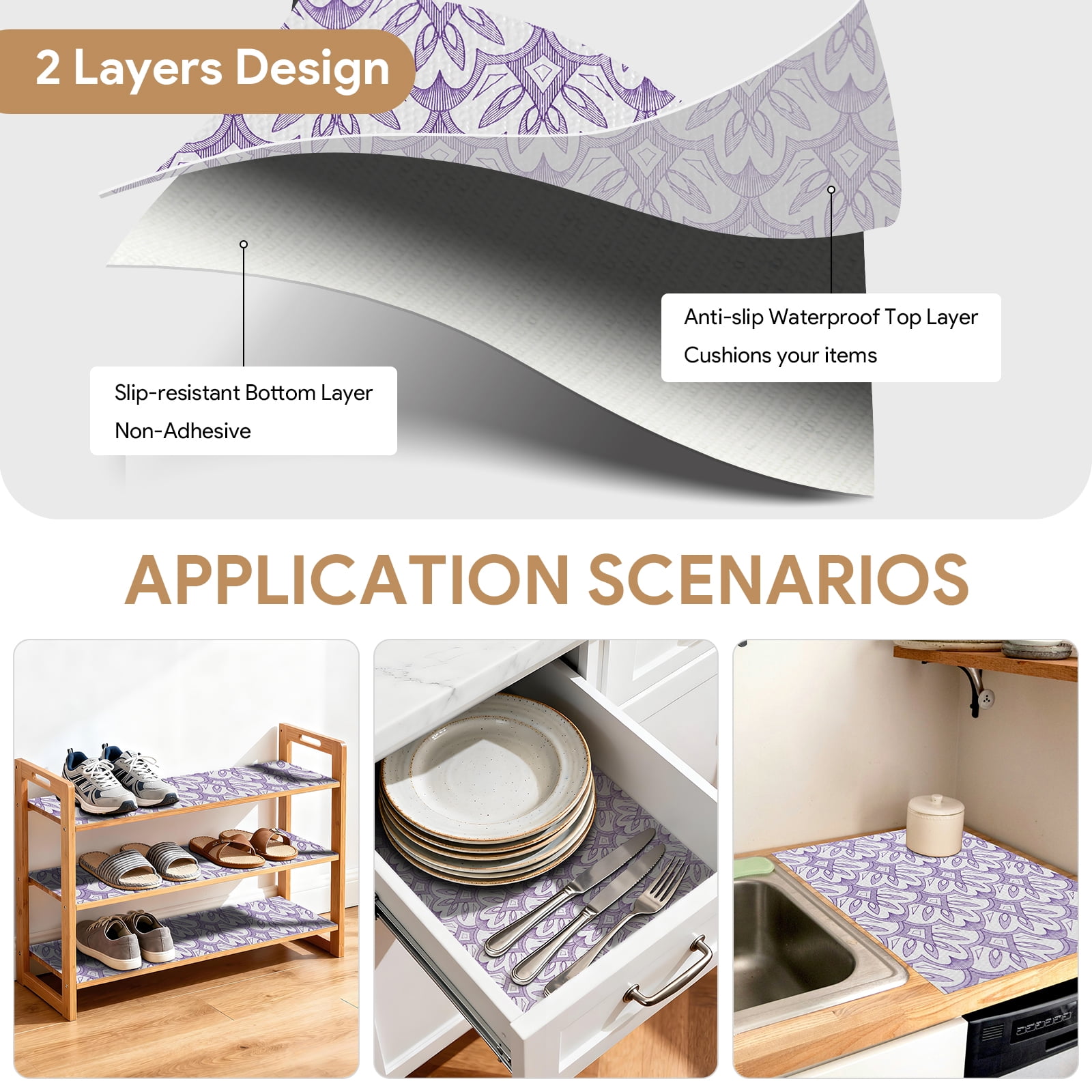 RAY STAR 12x120 Inch Shelf Liner Non Slip, Non Adhesive Drawer Liner, Waterproof Shelf Liners for Kitchen Cabinets