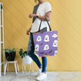 thumbnail image 4 of FORMRS Womens Canvas Tote Bag with Zipper Inner Pocket Shoulder Handbag, Halloween Ghosts Purple, 4 of 7