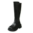 thumbnail image 6 of Chunky Heel Knee High Boots Women Casual Splice Leather Round Toe Platform Over the Knee Riding Boots Back Zipper Fall Winter Dress Tall Boots, 6 of 7