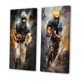 thumbnail image 3 of Designart "Dynamic Tackles Yellow Football painting II" Football Wall Art Set Of 2 - Yellow Sports Canvas Set For Living Room Decor, 3 of 6