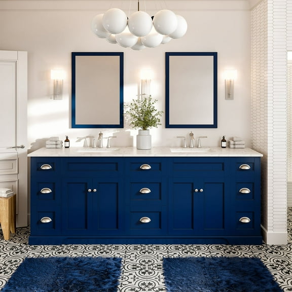 EVIVA Epic 84 Inch Transitional Blue Vanity w/ Brushed Nickel Hardware