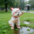 thumbnail image 3 of Spring Pet Rain Gear 4-Leg Full Coverage Dog Raincoat with Cat Ear Hood & Reflective Strip Waterproof Puppy Rain Jacket with Rainbow Pattern with Leash Hole for Rainy Days Outdoor Walking(A,XL), 3 of 8