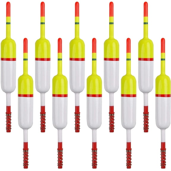 Fishing Floats Bobbers Balsa Wood Slip Bobbers Spring Oval Stick Slip Floats for Crappie Catfish Trout Panfish Walleyes Fishing, 10Pcs