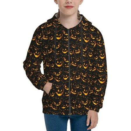 

Hoodies for Teen Girls Boys pumpkins halloween Patterns Long Sleeve Youth Kids Essentials Zip Up Hoodie Lghtweight Fashion Hoodies & Sweatshirts Jacket Fall Winter Outfits Tops