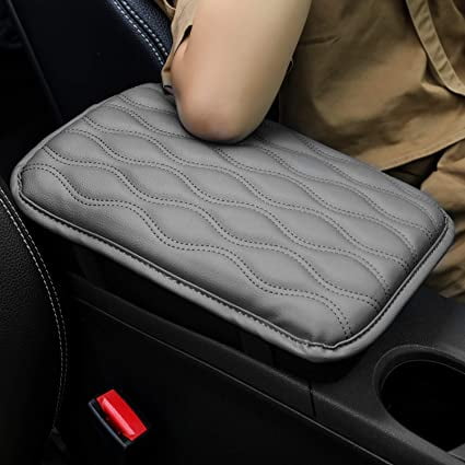 Leather Car Armrest Seat Box Cover Protector Universal Fit Alusbell Auto Center Console Pad A-Beige 